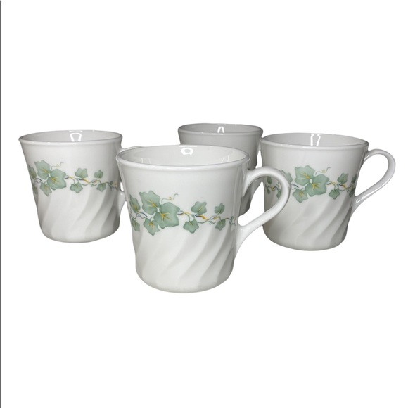 Corelle Dining Vintage 4x Corelle Coordinates Callaway Ivy Tea Coffee Cups Mugs Corning